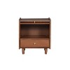 NicBex Wooden Nightstand with Rattan-Woven Storage Cabinet Bedside Table with 1 Drawer for Bedroom, Living Room - 3 of 4