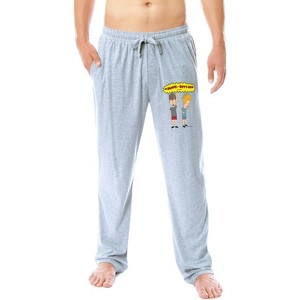 MTV Mens' Beavis and Butt-Head Characters Logo TV Show Sleep Pajama Pants Grey - 1 of 3