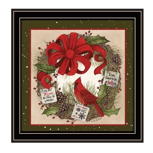 Cardinal Wreath Black Framed Wall Art for Living Room, Bedroom Wall Art Print for Home Decor by Linda Spivey - 1 of 4