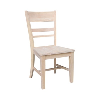 Eco-Friendly Solid Parawood Ladderback Dining Side Chairs, Set of 2