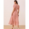 Seta T Women's Summer Casual V Neck Split Hem Short Sleeve Floral Maxi Sundress - 4 of 4