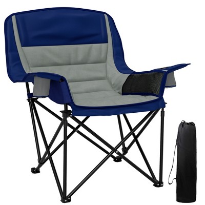 Outsunny Camping Chair for Adults, Portable Folding Camping Chair w/ Side Pockets, Cup Holders, Carry Bag for Backyard, Fishing & Sports