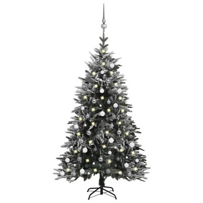 vidaXL Christmas Tree with LED Balls and Snow Flocked Decoration Ornaments Christmas Holiday Patio Indoor Outdoor
