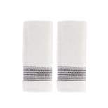 2pc Geo Striped Hand Towel Set White - SKL Home
