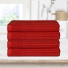 Plush Cotton Ribbed Checkered Border Medium Weight 4 Piece Bath Towel Set by Blue Nile Mills - 2 of 4