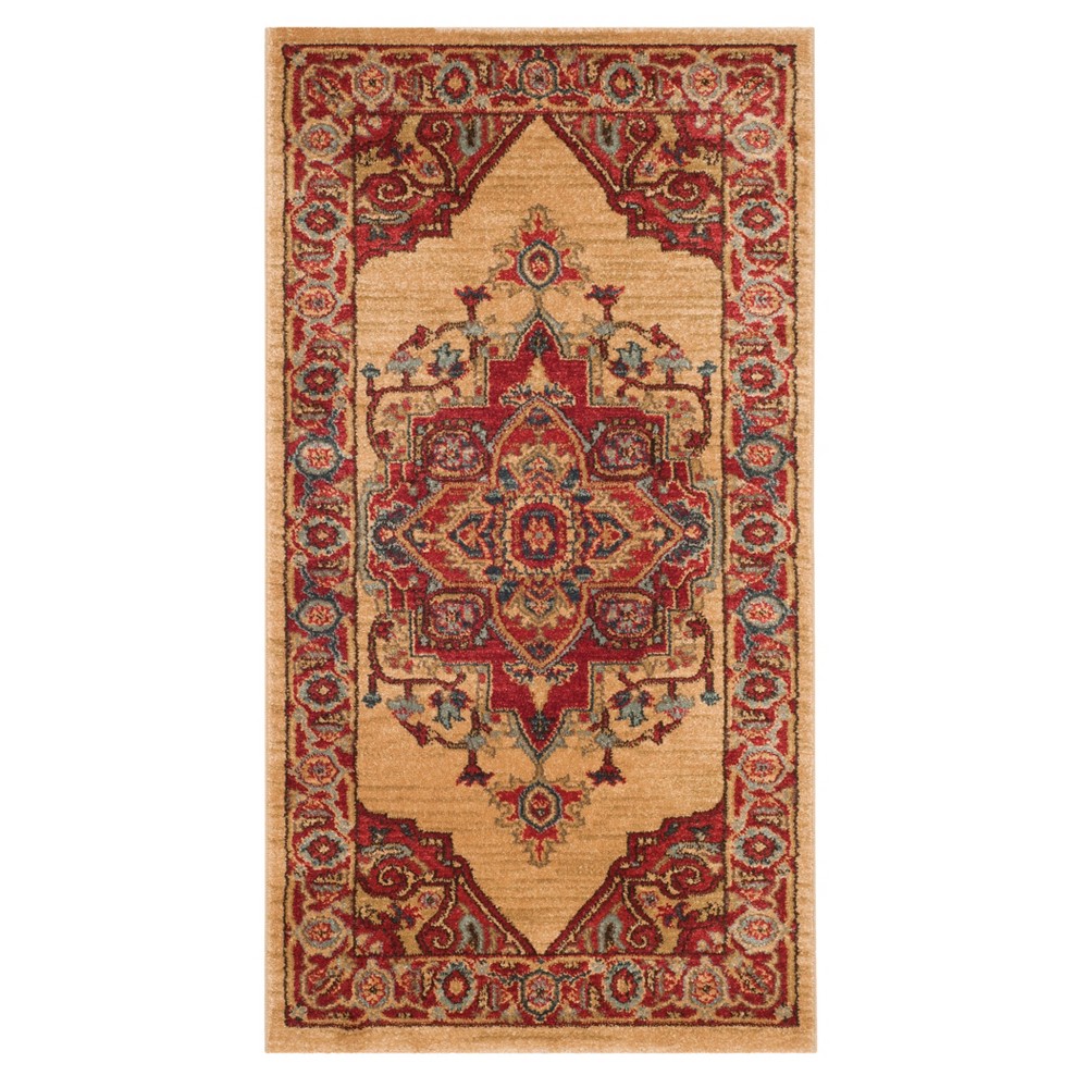 Red/Natural Floral Loomed Accent Rug 3'x5' - Safavieh