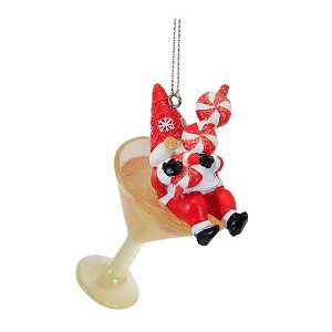 3.25 In Gnome Santa Martini Cherry Peppermint Tree Ornaments - 1 of 3