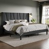 Allewie Platform Bed Frame with Geometric Wingback Headboard, Modern Upholstered Bed with Wooden Slats Support, No Box Spring Needed, Easy Assembly - 2 of 4
