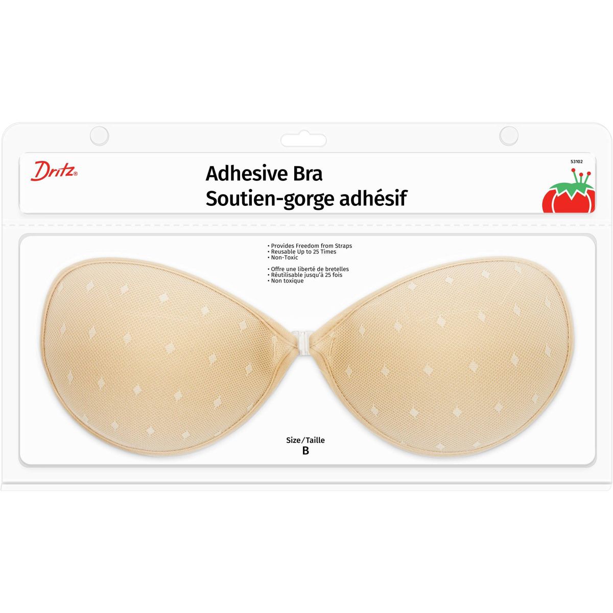 Dritz B Cup Adhesive Strapless Backless Bra Nude: Sticky Bra, Silicone Stick On, Pasties, Hand Wash, Line Dry