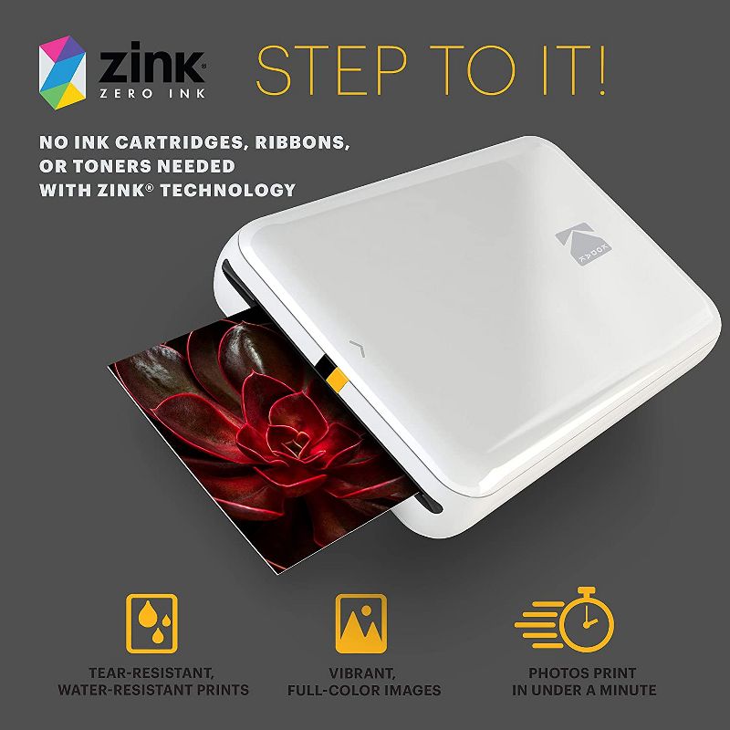 KODAK Step Instant Printer Bluetooth/NFC Wireless Photo Printer with ZINK Technology & KODAK App for iOS & Android Prints 2x3” Sticky-Back Photos., 4 of 8
