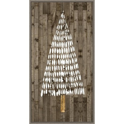 14" x 26" Wooded Whimsy II Tree by Grace Popp Framed Canvas Wall Art - Amanti Art