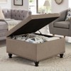 FONTOI Square Storage Ottoman with Wooden Legs, Coffee Table with Nail Trims for Living Space, Linen, 30"*18"*30" - 2 of 4