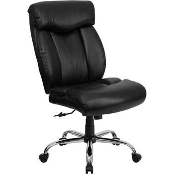 Big & Tall 400 lb. Rated High Back LeatherSoft Executive Ergonomic Office Chair with Full Headrest and Chrome Base Black - Flash Furniture