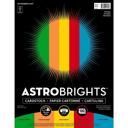 Astrobrights Spectrum Cardstock Paper, 65 lbs., 8.5 x 11, 25 Assorted  Colors, 150 Sheets