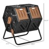 VYNXARIA Dual Chamber Compost Tumbler Bin, Outdoor Tumbling Composter with 24 Ventilation Openings and Steel Legs, 34.5 Gallon - 3 of 4