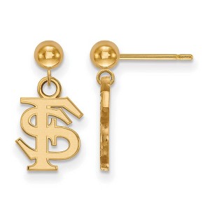 Black Bow Jewelry 14k Yellow Gold Florida State Seminoles NCAA Dangle Earrings - 1 of 3