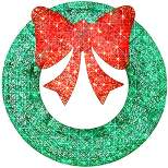 Best Choice Products 48in Pre-Lit Outdoor Christmas Wreath, LED Metal Holiday Decor w/ 140 Lights, Bow - Green/Red