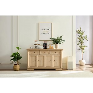 ORRD Farmhouse Kitchen Storage Wall Cabinet - Roman Column, Drawers & Doors, Wooden Coffee Bar, Wine Cooler - 1 of 4