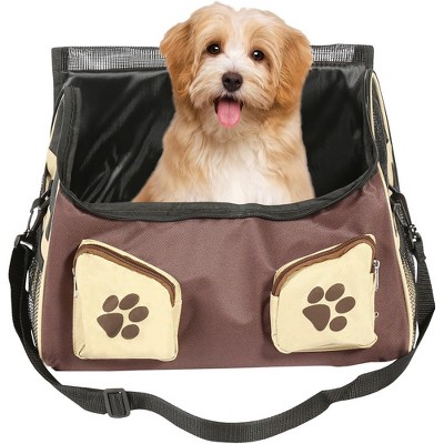 Brown and Black Soft Sided Pet Carrier with Mesh Top
