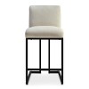 Set of 2 Upholstered Counter Height Bar Stools, 25" Armless Fabric Seat with Black Metal Sled Legs for Kitchen Island & Home Bar-Maison Boucle - 4 of 4