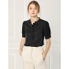 Allegra K Women's Work Office Half Placket Ruffled Puff Sleeve Blouse - 3 of 4