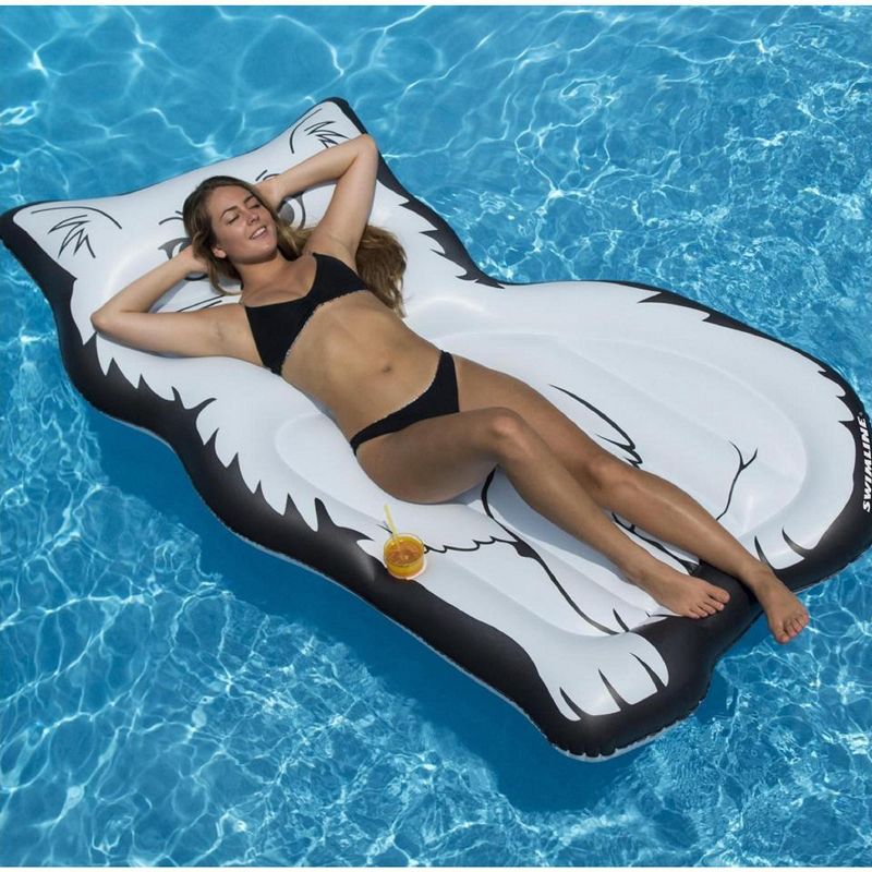 Swimline 79” Inflatable Swimming Pool 1-Person Lounging Perfect Kitty Mattress - Black/White, 2 of 4