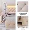 Bed Frame with Adjustable Headboard, Upholstered Platform Bed Frame with Fast-Charging USB Port, LED Bed Frame, No Box Spring Needed, Easy Assembly - 4 of 4