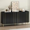 Luxurious Shoe Cabinet With Adjustable Shelves And 5 Metal Legs,Sideboard Cabinet With Gold Lines Doors,Shoe Cabinet For Living Room-Cuddlewood - 2 of 4