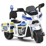 Costway 6V Kids Ride On Police Motorcycle Trike 3-Wheel w/ Headlight and Flashing Siren, White