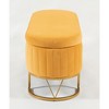 PAGED Storage Bench Oval Velvet Entryway Bench Modern Foot Stool with Lift-Top Lid and Sturdy Metal Legs for Entryway, Bedroom - 3 of 4