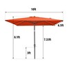 Wellfor 6.5'x10' Rectangle Outdoor Patio Market Umbrella Orange: Waterproof, Anti-Rust Aluminum, Crank Tilt - 3 of 4