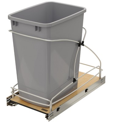 Rev-A-Shelf Steel Bottom Mount Waste Bin Trash Container for Under Kitchen Cabinet with Soft Close
