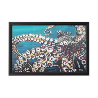Trademark Fine Art - Carolee Vitaletti 'Wild Octopus I' - Backlit LED Lightbox with Metal Frame - Ready to Hang with Anti-Glare Acrylic Cover