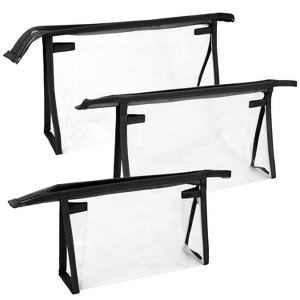 Mber 3-Pack TSA Approved Toiletry Bag, Clear Makeup Bag, Clear Travel Cosmetic Bags Pouches with Zipper, Black - 1 of 4