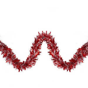 Northlight 12' x 4" Unlit Red/Silver Wide Cut Tinsel Christmas Garland - 1 of 3