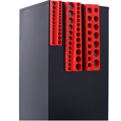 3-Piece SAE Magnetic Socket Organizer Set | 68 Numbered Slots for 1/4", 3/8", 1/2" Sockets | Toolbox Organizer with Rubberized Backing