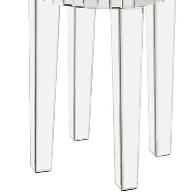 33" Round Mirrored & Faux Diamond Wood End Table
