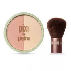 Pixi By Petra Beauty Blush Duo + Kabuki Brush - Peach Honey - 0.36oz