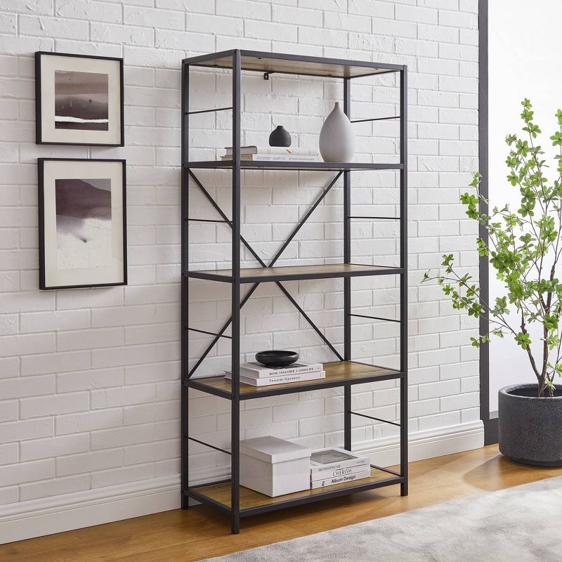 63" 4 Shelf Industrial Transitional Tall Bookshelf - Saracina Home, 3 of 8