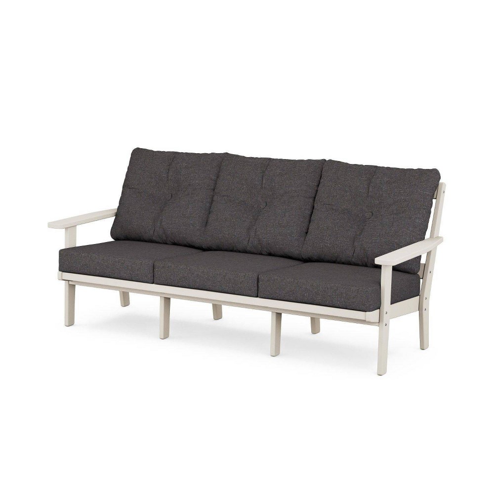 POLYWOOD Prairie Deep Seating Outdoor Patio Sofa Sand/Ash Charcoal: Craftsman Style, Weather-Resistant, 3-Seat