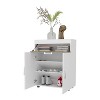 Vynxaria North Fork Pneumatic Lift-Up Shoe Rack - Dual Doors, White and Natural Oak - 4 of 4