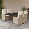 vidaXL 5 Piece Patio Dining Set with Cushions Beige Poly Rattan - 63" Table Length Without Footrest 4 Items - 2 of 4