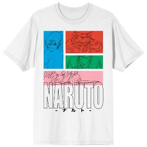 Naruto Classic Group Squares Crew Neck Short Sleeve Men's White T-shirt - 1 of 3