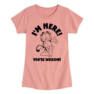 Girls' - Garfield - I'm Here Youre Welcome Fitted Short Sleeve Graphic T-Shirt - 1 of 4