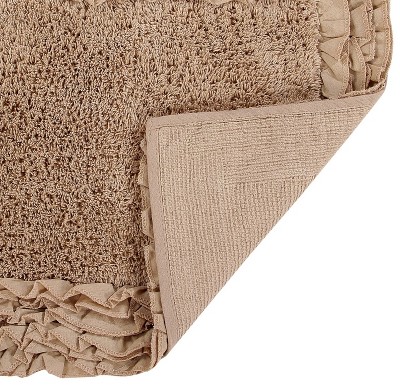 Beige Shaggy Border 100% Cotton 20" x 60" Bath Rug