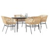 vidaXL Patio Dining Set with Cushions Table and Chairs Set Poly Rattan Glass - Brown 63" x 31.5" x 29.1" 4 Piece - 2 of 4