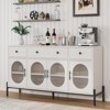Buffet Cabinet, Sideboard Cabinet with Storage, 62'' Large Buffet Table, with 3 Drawers and 4 Fluted Glass Doors - 3 of 4