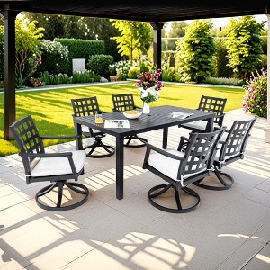 CAVINAS 7 Piece Patio Dining Set Rust-Resistant Patio Table and Chairs Weather-Resistant Patio Furniture Sets with 6 Chairs for Patio - 1 of 4