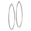 Black Bow Jewelry 2mm x 65mm 14k White Gold Satin & Diamond-Cut Round Hoop Earrings - 2 of 4