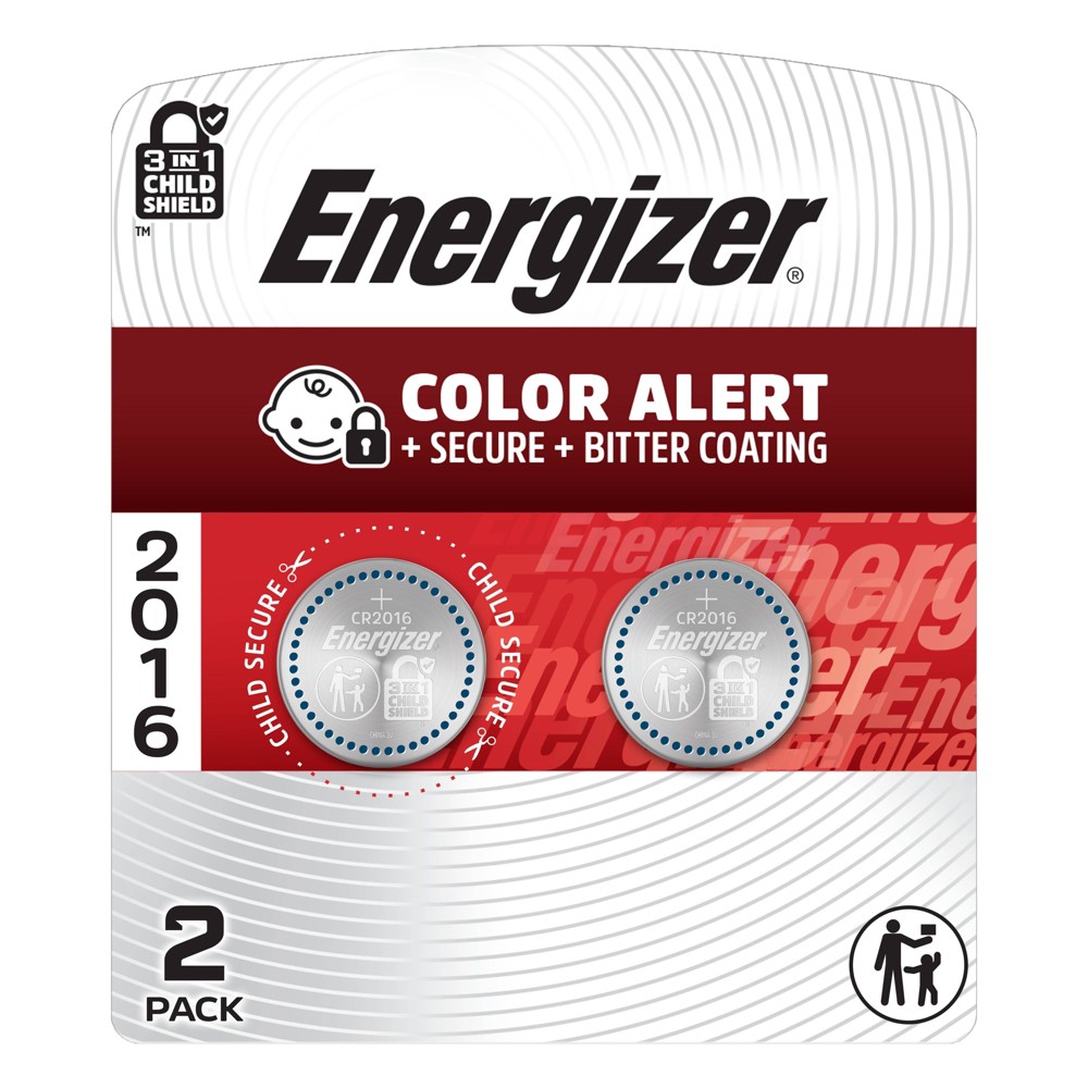Energizer 2016 Batteries 2pk - Lithium Coin Battery: 3V, 90mAh Capacity